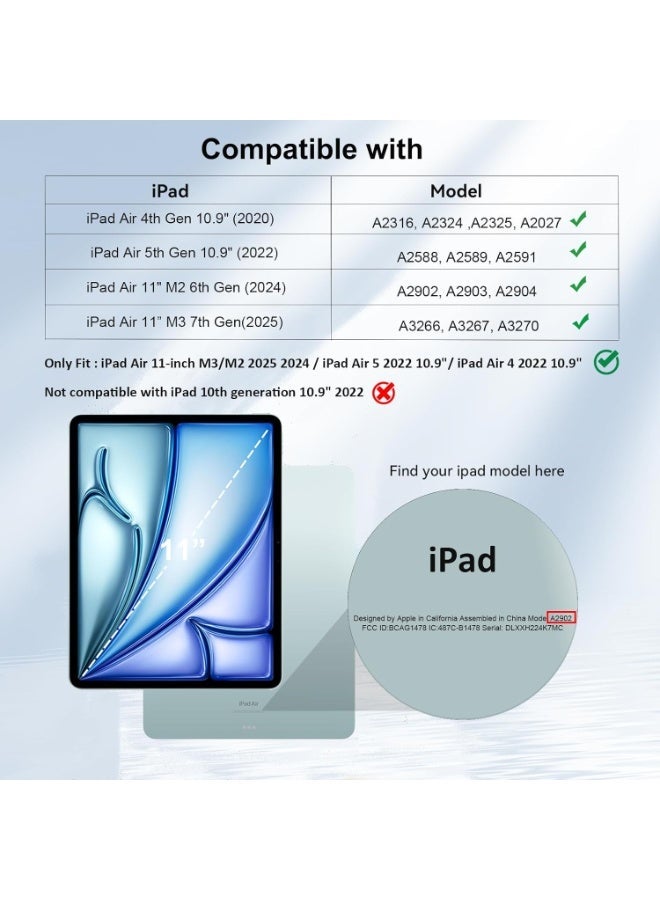جراب شفاف لجهاز iPad Air 11 بوصة M3 وM2 (2025-2024)، والجيل الخامس/الرابع 10.9 بوصة (2022-2020)، غطاء TPU خفيف الوزن مقاوم للصدمات بحافة مرتفعة، يدعم قلم Apple Pencil Pro/الجيل الثاني/USB-C - Image 2